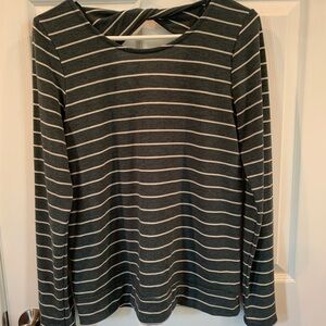 Pink Clover Striped Long Sleeve Tee - Black and White